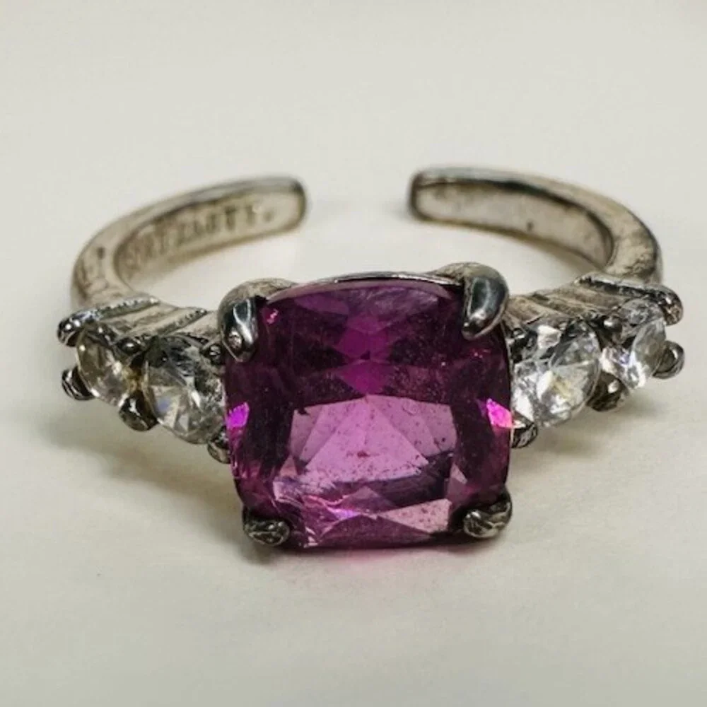 Bomb Party 3Pc Adjustable Ring Lot Size 4/5 Pink Blue Rhodium Heavy Wear